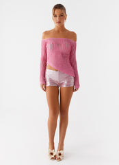 After Midnight Low Rise Sequin Mini Shorts - Pink