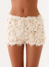 Candy Sequin Mini Shorts - White