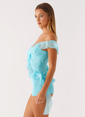 Dylan Off Shoulder Top - Turquoise