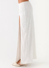 Griff Low Rise Jacquard Maxi Skirt - White