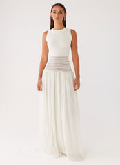 Off Grid Crochet Maxi Dress - White
