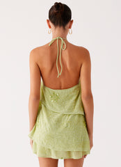 On The Go Beaded Mini Dress - Mint