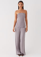 Palm Cove Satin Pants - Grey