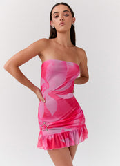 Besa Mesh Mini Dress - Neon Blush