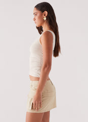 Heart To Heart Cargo Mini Skirt - Beige