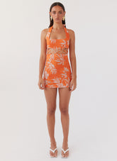 Lyra Linen Mini Dress - Tropic Sunset