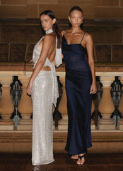 Susie Sequin Maxi Skirt - Silver