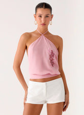 Sweet Skies Halter Top - Pink