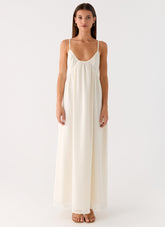 Whisperlight Chiffon Scooped Neck Maxi Dress - White