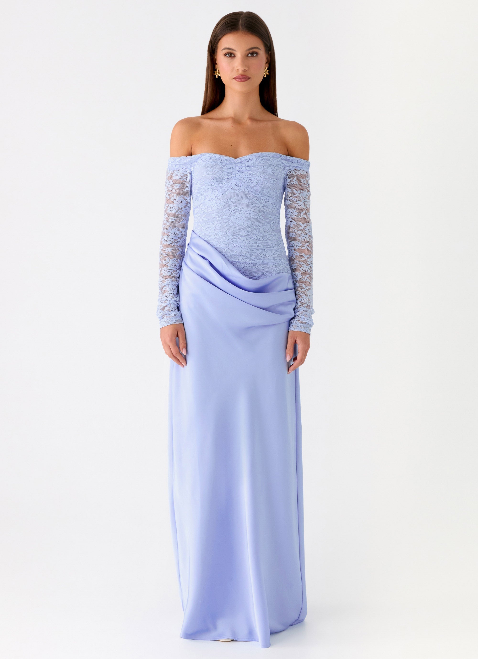 Burke Off Shoulder Maxi Dress - Blue