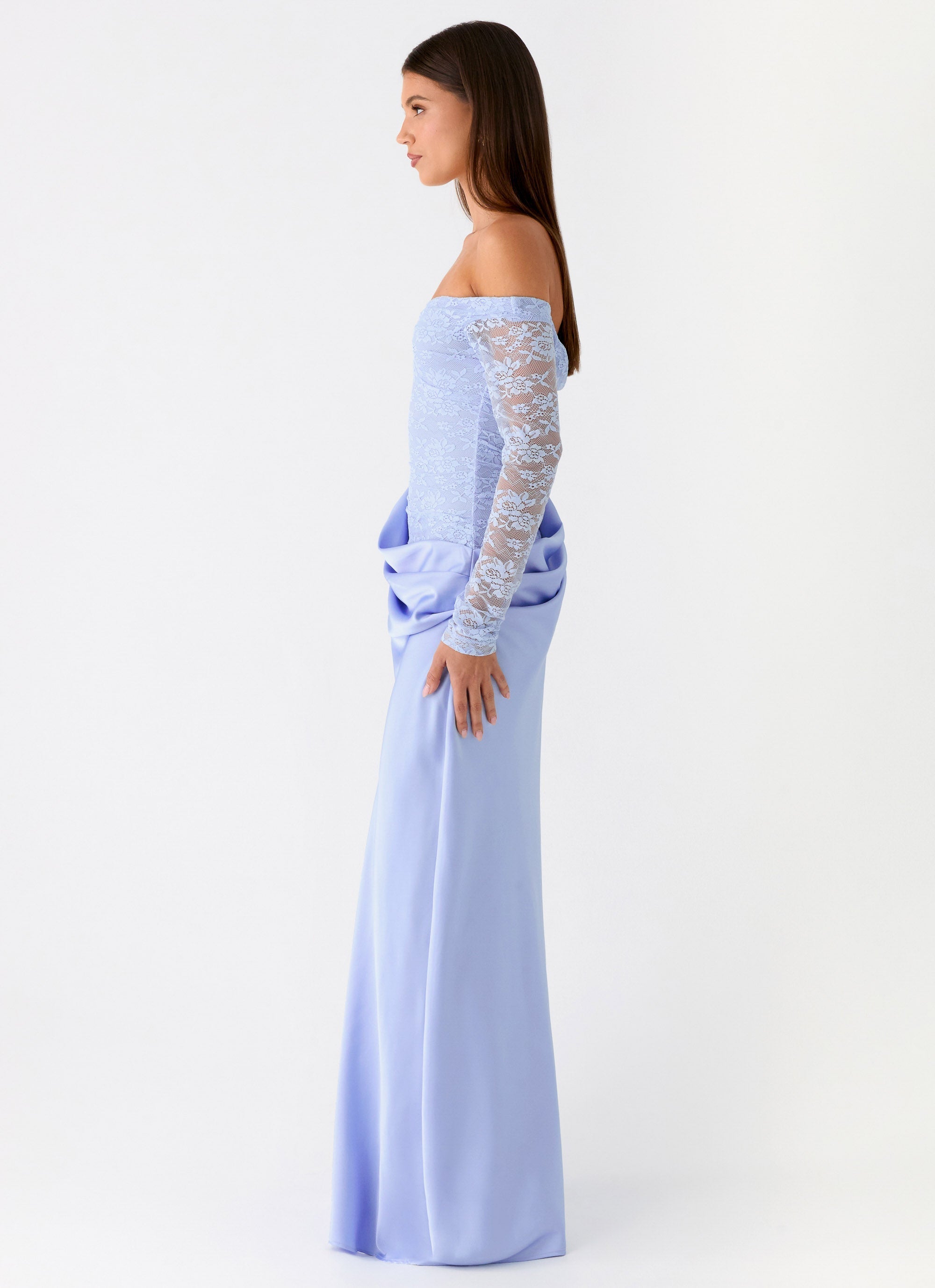 Burke Off Shoulder Maxi Dress - Blue