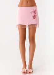 Heavenward Wrap Mini Skirt - Pink