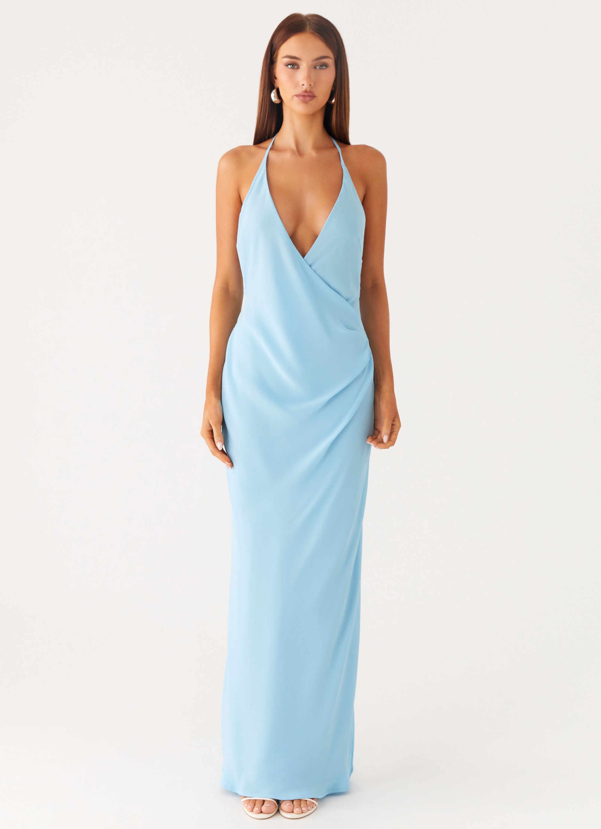 Just A Kiss Cowl Maxi Dress - Turquoise