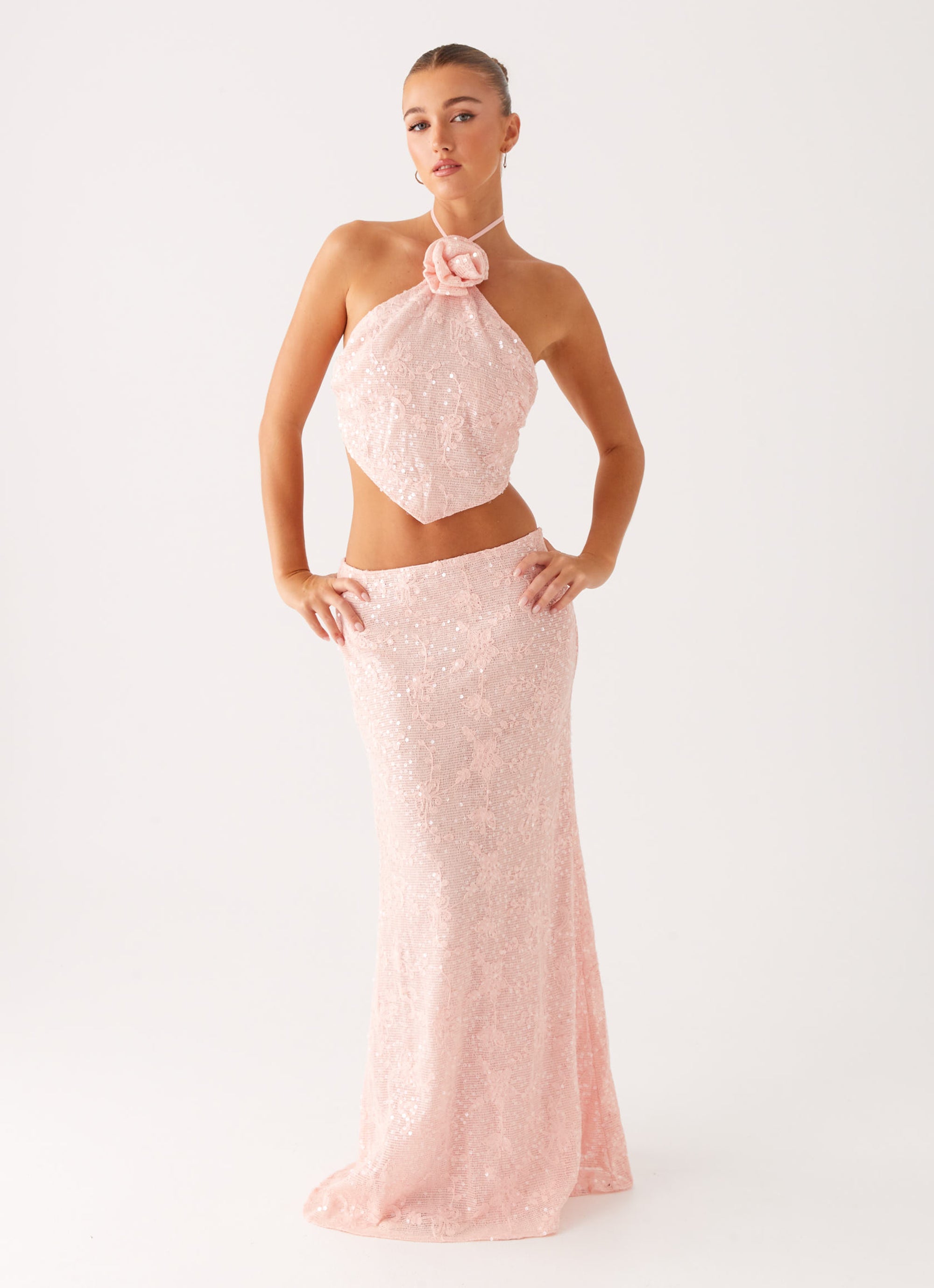 Nico Sequin Maxi Skirt - Pink