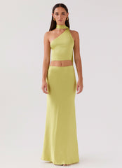 Josefina Satin Maxi Skirt - Chartreuse