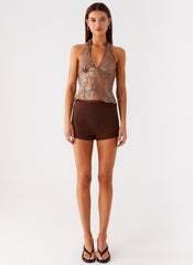 Reyce Sequin Top - Tan