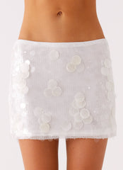 Salihah Sequin Shell Mini Skirt - White
