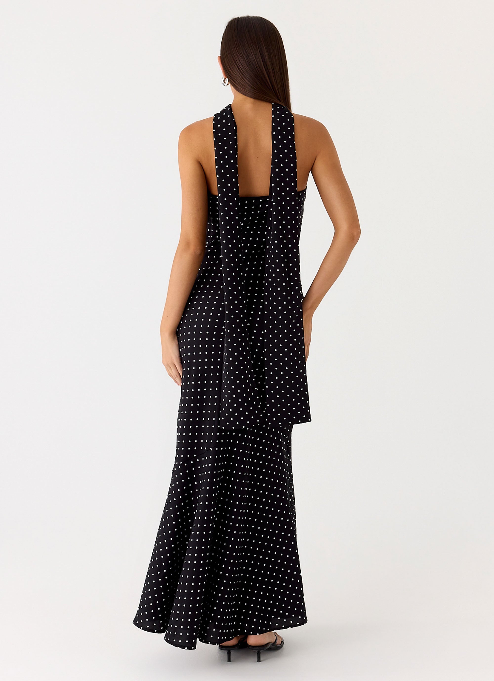 Under The Pagoda Maxi Dress - Black Polkadot