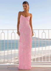 Vietta Sequin Cami Maxi Dress - Pink